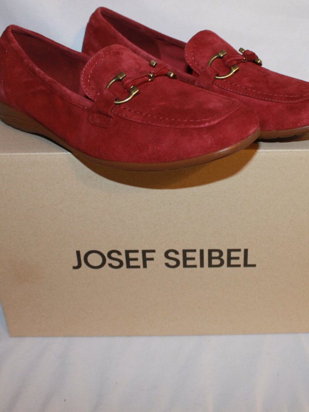 Josef Seibel Fenja 34 Red Suede Loafers